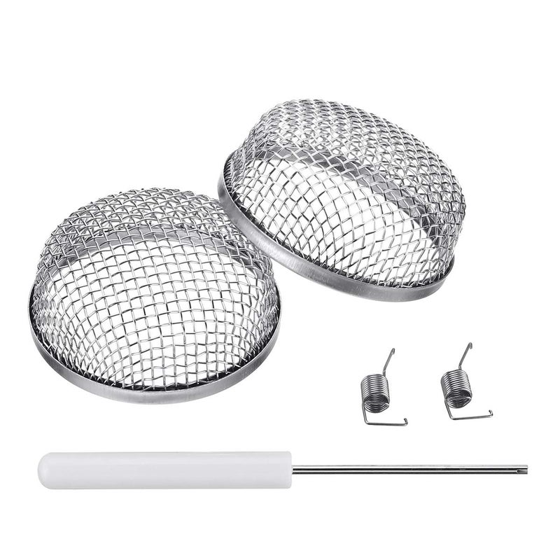 Miady RV Furnace Vent Screen - 2 Pack Flying Insect Bug Cover Camper Heater Exhaust Vents - 2.8" Stainless Steel Mesh Screens - Installation Tool Included - Image 1